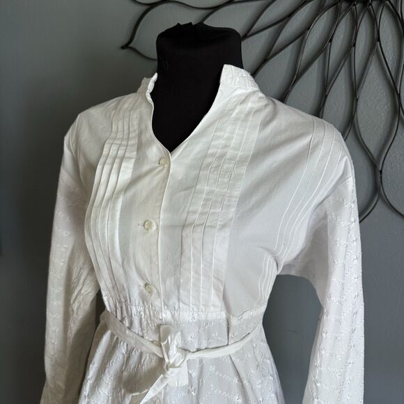 White Elegance Temple Dress Wedding Modest Church Maxi Bottom back Medium PLG - Picture 4 of 16